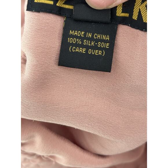 ZZ Vintage Pants Womens Small Blush Pink 100% Silk Wide Leg Stretch Pockets Crop - Picture 12 of 16